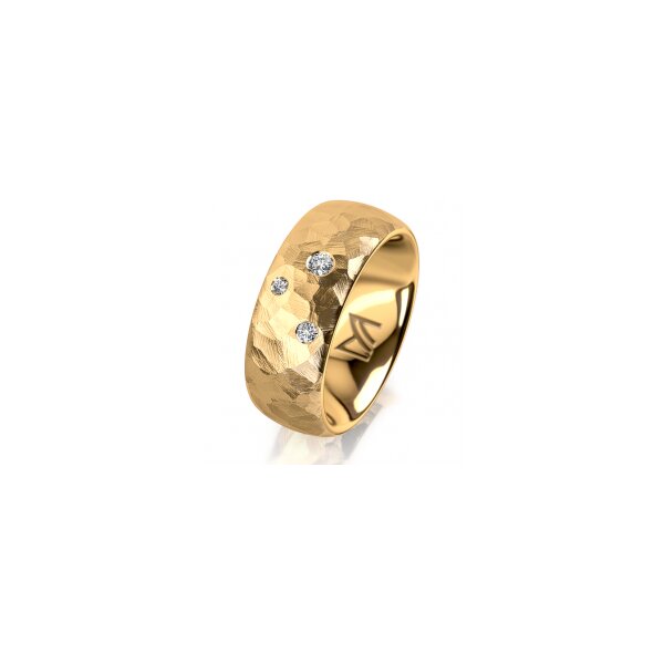Ring 14 Karat Gelbgold 8.0 mm diamantmatt 3 Brillanten G vs Gesamt 0,080ct