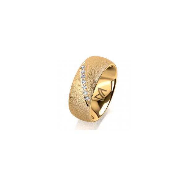 Ring 14 Karat Gelbgold 8.0 mm kreismatt 7 Brillanten G vs Gesamt 0,095ct