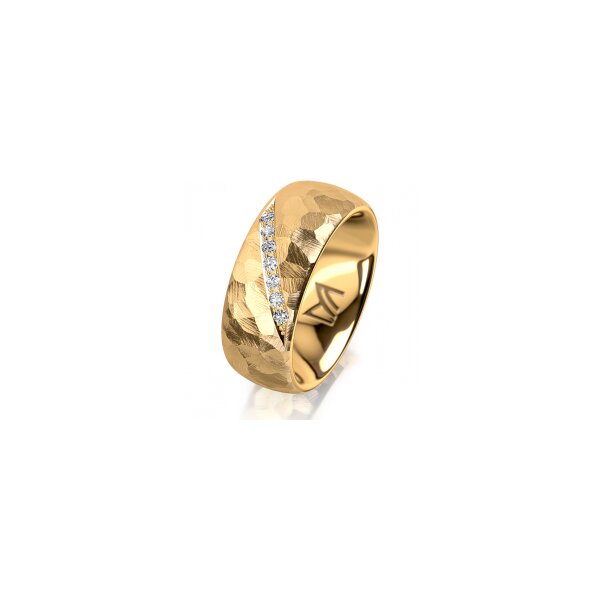 Ring 14 Karat Gelbgold 8.0 mm diamantmatt 7 Brillanten G vs Gesamt 0,095ct
