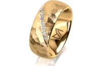 Ring 14 Karat Gelbgold 8.0 mm diamantmatt 7 Brillanten G...
