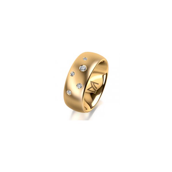 Ring 14 Karat Gelbgold 8.0 mm l&auml;ngsmatt 5 Brillanten G vs Gesamt 0,115ct