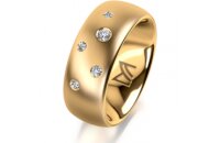 Ring 14 Karat Gelbgold 8.0 mm l&auml;ngsmatt 5 Brillanten...