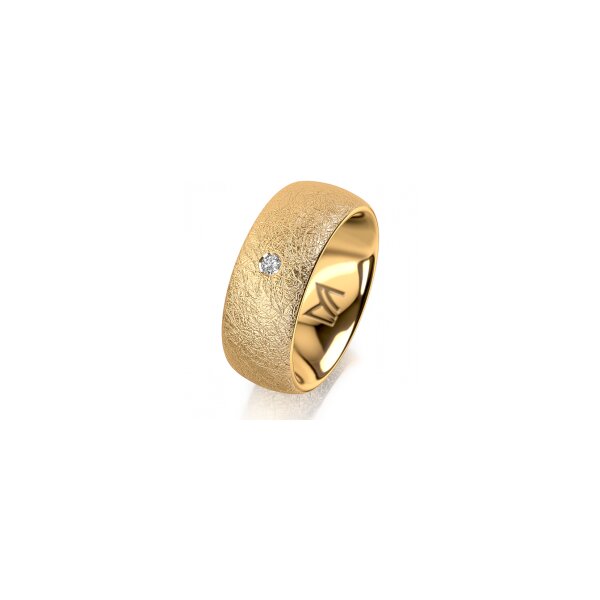Ring 14 Karat Gelbgold 8.0 mm kreismatt 1 Brillant G vs 0,035ct