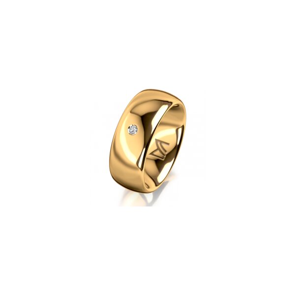 Ring 18 Karat Gelbgold 8.0 mm poliert 1 Brillant G vs 0,025ct