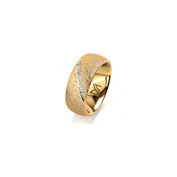 Ring 18 Karat Gelbgold 8.0 mm kreismatt 7 Brillanten G vs Gesamt 0,095ct