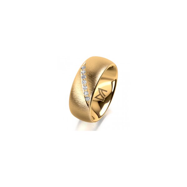 Ring 18 Karat Gelbgold 8.0 mm sandmatt 7 Brillanten G vs Gesamt 0,095ct