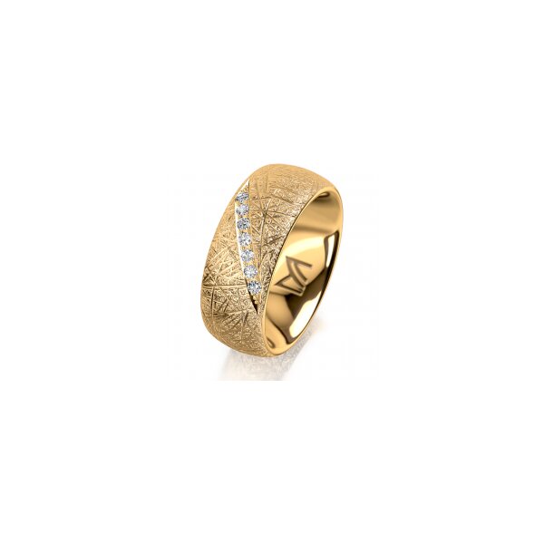 Ring 18 Karat Gelbgold 8.0 mm kristallmatt 7 Brillanten G vs Gesamt 0,095ct