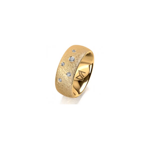 Ring 18 Karat Gelbgold 8.0 mm kreismatt 5 Brillanten G vs Gesamt 0,115ct