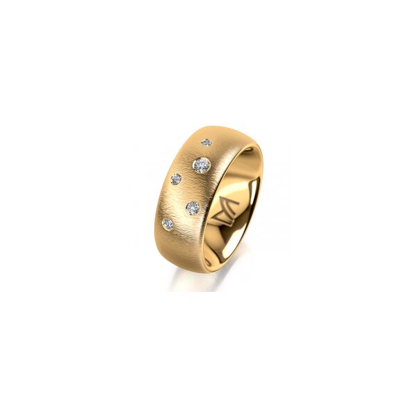 Ring 18 Karat Gelbgold 8.0 mm sandmatt 5 Brillanten G vs Gesamt 0,115ct