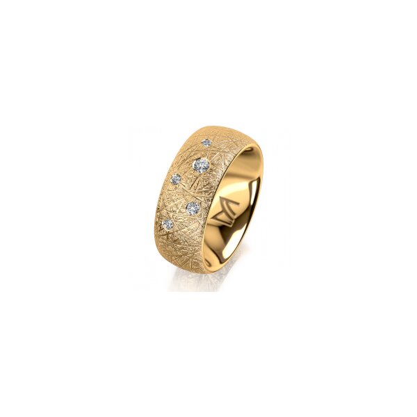 Ring 18 Karat Gelbgold 8.0 mm kristallmatt 5 Brillanten G vs Gesamt 0,115ct