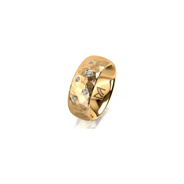 Ring 18 Karat Gelbgold 8.0 mm diamantmatt 5 Brillanten G vs Gesamt 0,115ct