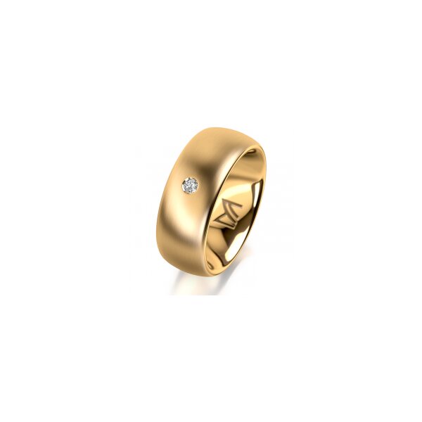 Ring 18 Karat Gelbgold 8.0 mm längsmatt 1 Brillant G vs 0,035ct