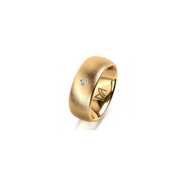 Ring 18 Karat Gelbgold 8.0 mm sandmatt 1 Brillant G vs 0,035ct