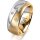 Ring 14 Karat Gelb-/Weissgold 8.0 mm sandmatt 3 Brillanten G vs Gesamt 0,080ct