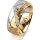 Ring 14 Karat Gelb-/Weissgold 8.0 mm diamantmatt 7 Brillanten G vs Gesamt 0,095ct