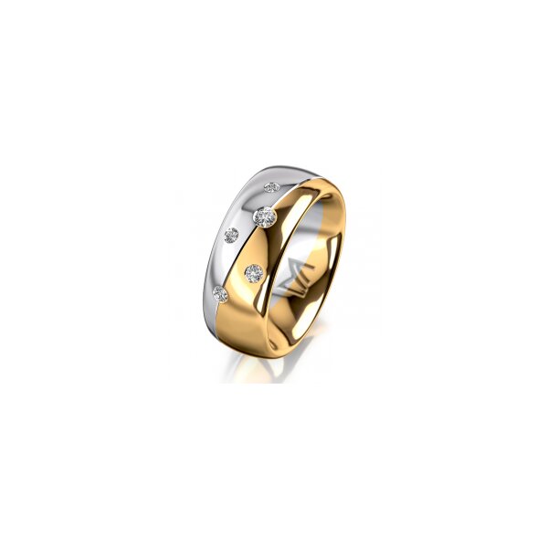 Ring 14 Karat Gelb-/Weissgold 8.0 mm poliert 5 Brillanten G vs Gesamt 0,115ct