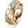 Ring 14 Karat Gelb-/Weissgold 8.0 mm sandmatt 5 Brillanten G vs Gesamt 0,115ct