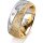 Ring 14 Karat Gelb-/Weissgold 8.0 mm kristallmatt 5 Brillanten G vs Gesamt 0,115ct