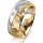 Ring 18 Karat Gelb-/Weissgold 8.0 mm diamantmatt 3 Brillanten G vs Gesamt 0,080ct
