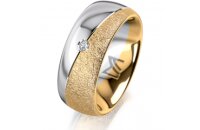 Ring 18 Karat Gelb-/Weissgold 8.0 mm kreismatt 1 Brillant...