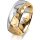 Ring 18 Karat Gelb-/Weissgold 8.0 mm diamantmatt 1 Brillant G vs 0,035ct
