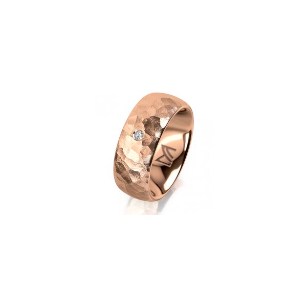 Ring 14 Karat Rotgold 8.0 mm diamantmatt 1 Brillant G vs 0,025ct