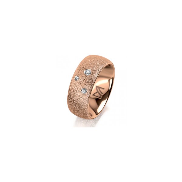 Ring 14 Karat Rotgold 8.0 mm kristallmatt 3 Brillanten G vs Gesamt 0,080ct