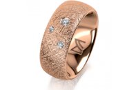 Ring 14 Karat Rotgold 8.0 mm kristallmatt 3 Brillanten G...