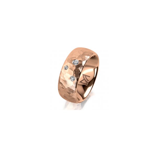 Ring 14 Karat Rotgold 8.0 mm diamantmatt 3 Brillanten G vs Gesamt 0,080ct