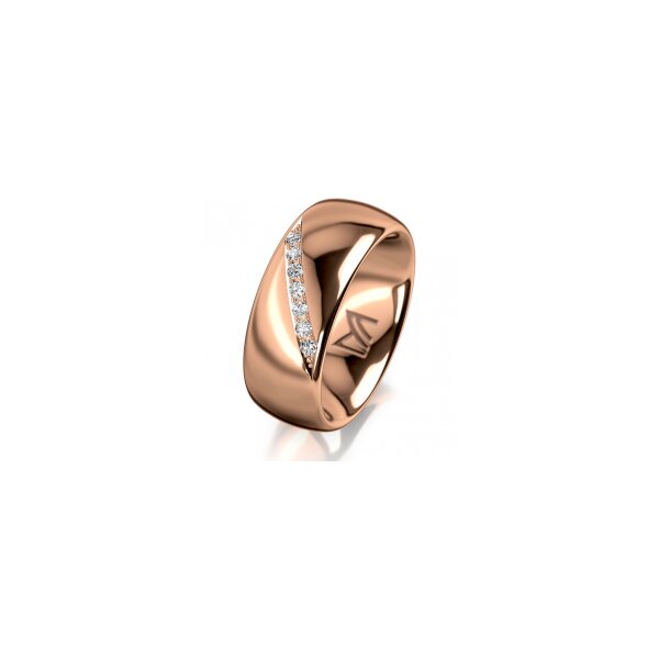 Ring 14 Karat Rotgold 8.0 mm poliert 7 Brillanten G vs Gesamt 0,095ct