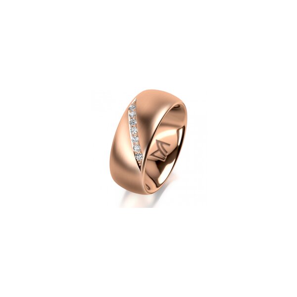 Ring 14 Karat Rotgold 8.0 mm l&auml;ngsmatt 7 Brillanten G vs Gesamt 0,095ct