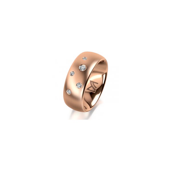 Ring 14 Karat Rotgold 8.0 mm l&auml;ngsmatt 5 Brillanten G vs Gesamt 0,115ct