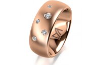Ring 14 Karat Rotgold 8.0 mm l&auml;ngsmatt 5 Brillanten...