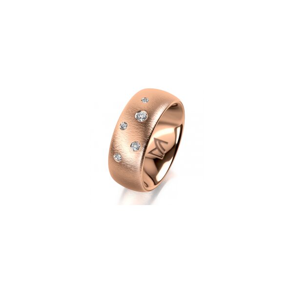 Ring 14 Karat Rotgold 8.0 mm sandmatt 5 Brillanten G vs Gesamt 0,115ct