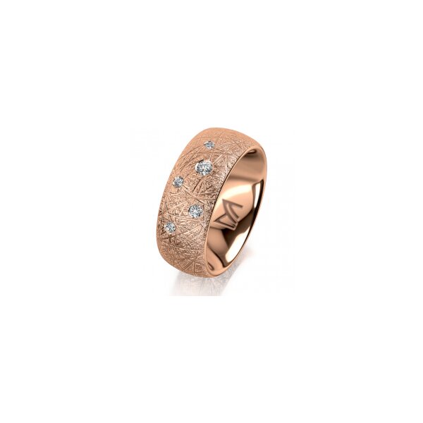 Ring 14 Karat Rotgold 8.0 mm kristallmatt 5 Brillanten G vs Gesamt 0,115ct
