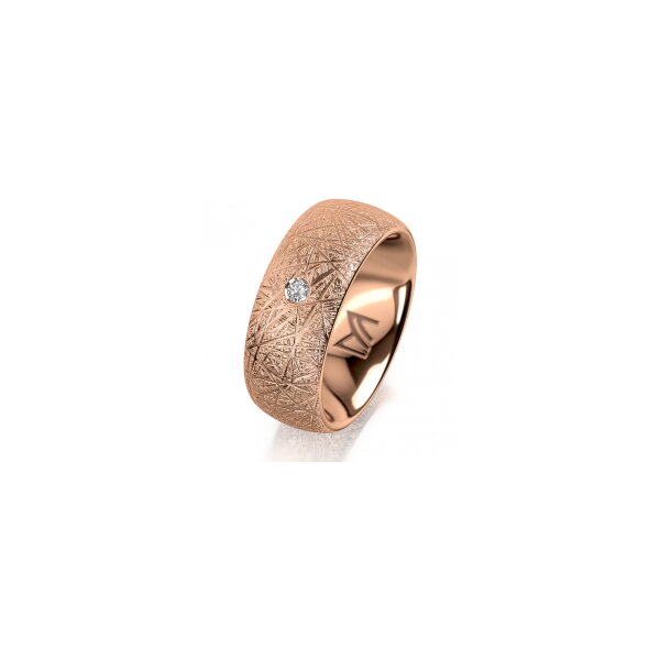 Ring 14 Karat Rotgold 8.0 mm kristallmatt 1 Brillant G vs 0,035ct
