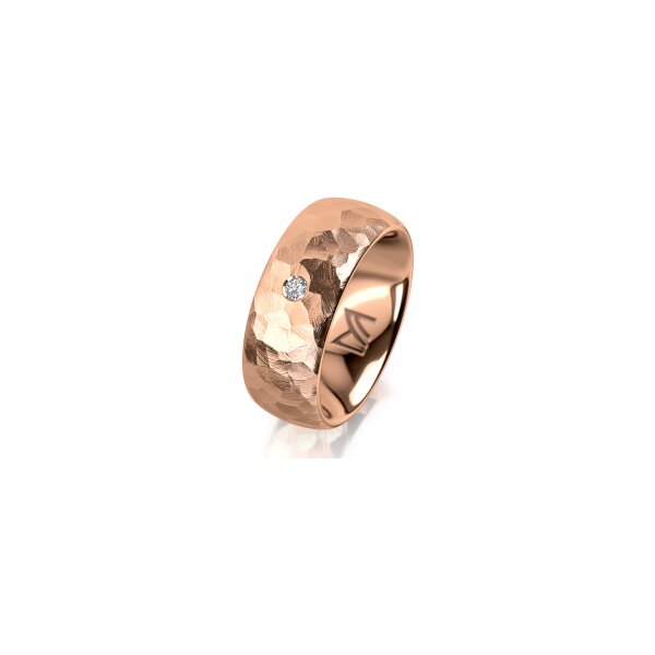 Ring 14 Karat Rotgold 8.0 mm diamantmatt 1 Brillant G vs 0,035ct