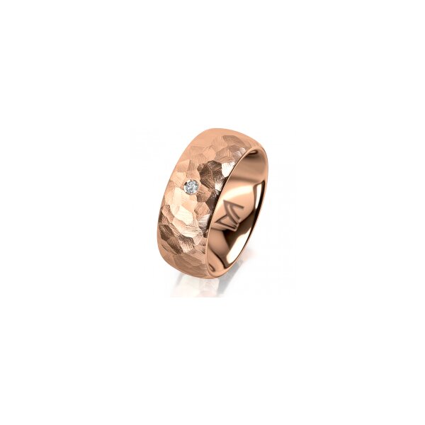 Ring 18 Karat Rotgold 8.0 mm diamantmatt 1 Brillant G vs 0,025ct