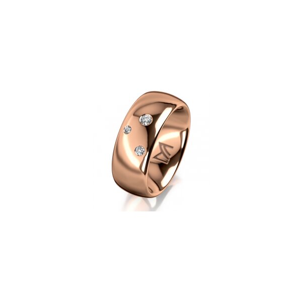 Ring 18 Karat Rotgold 8.0 mm poliert 3 Brillanten G vs Gesamt 0,080ct