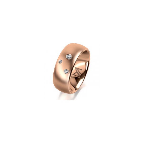 Ring 18 Karat Rotgold 8.0 mm l&auml;ngsmatt 3 Brillanten G vs Gesamt 0,080ct