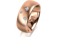 Ring 18 Karat Rotgold 8.0 mm l&auml;ngsmatt 3 Brillanten...