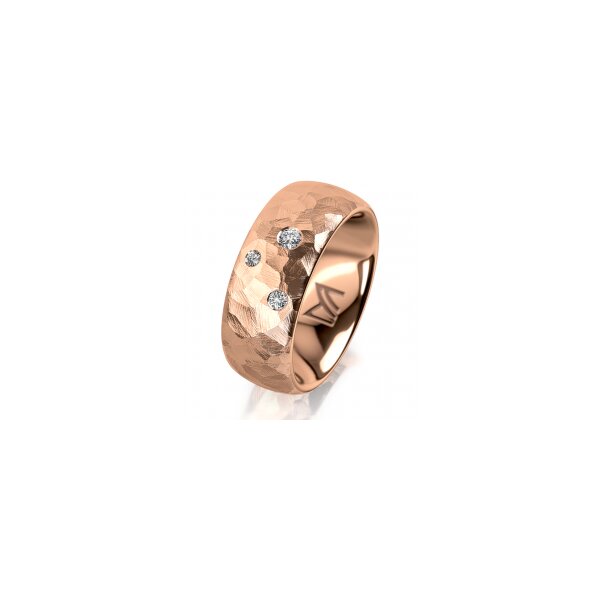 Ring 18 Karat Rotgold 8.0 mm diamantmatt 3 Brillanten G vs Gesamt 0,080ct