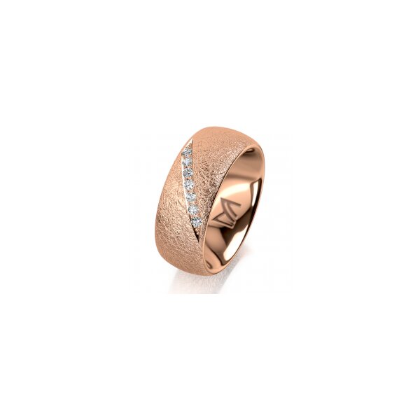 Ring 18 Karat Rotgold 8.0 mm kreismatt 7 Brillanten G vs Gesamt 0,095ct