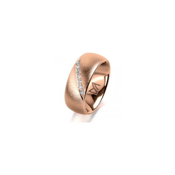 Ring 18 Karat Rotgold 8.0 mm sandmatt 7 Brillanten G vs Gesamt 0,095ct