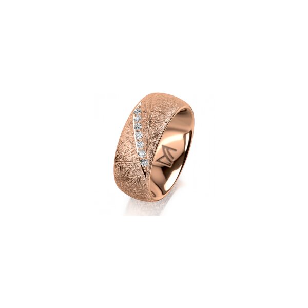 Ring 18 Karat Rotgold 8.0 mm kristallmatt 7 Brillanten G vs Gesamt 0,095ct