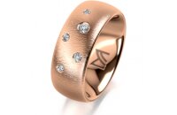 Ring 18 Karat Rotgold 8.0 mm sandmatt 5 Brillanten G vs...