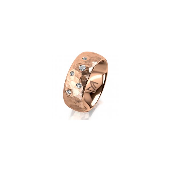 Ring 18 Karat Rotgold 8.0 mm diamantmatt 5 Brillanten G vs Gesamt 0,115ct
