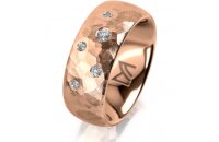 Ring 18 Karat Rotgold 8.0 mm diamantmatt 5 Brillanten G...