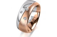 Ring 14 Karat Rot-/Weissgold 8.0 mm sandmatt 3 Brillanten...