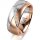 Ring 14 Karat Rot-/Weissgold 8.0 mm l&auml;ngsmatt 7 Brillanten G vs Gesamt 0,095ct